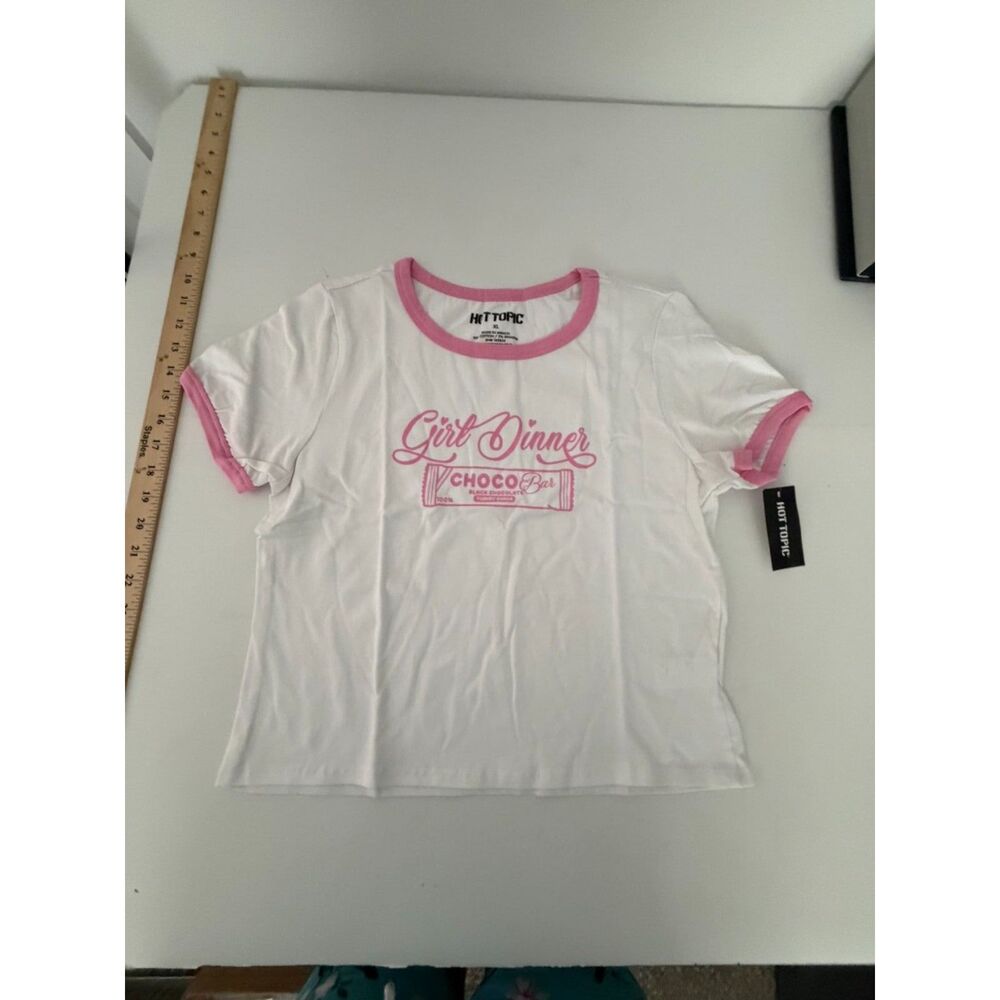Hot topic Pink/White crop top XL NEW